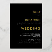 Eenvoudige Typografie Weddenschap Black Gold Real Folie Uitnodiging (Voorkant)