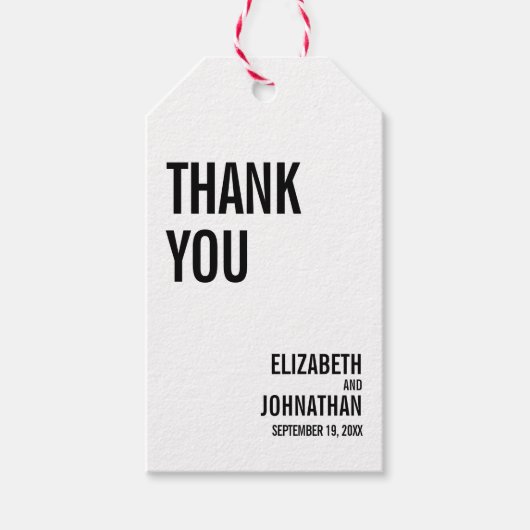 Eenvoudige Typografie Weddenschap Dank je Label Cadeaulabel (Voorkant)