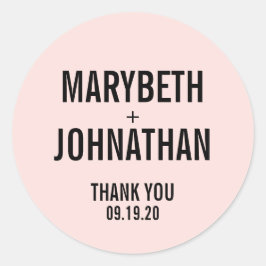 Eenvoudige Typografie Weddenschap Favor Bedankt Ronde Sticker