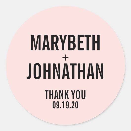 Eenvoudige Typografie Weddenschap Favor Bedankt Ronde Sticker (Voorkant)