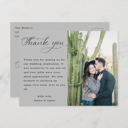 Eenvoudige Typografie Weddenschap Foto Hartelijk d Briefkaart (Voorkant / Achterkant)