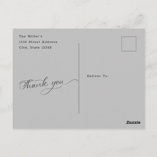 Eenvoudige Typografie Weddenschap Foto Hartelijk d Briefkaart (Achterkant)