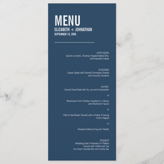 Eenvoudige Typografie Weddenschap Menu (Voorkant)