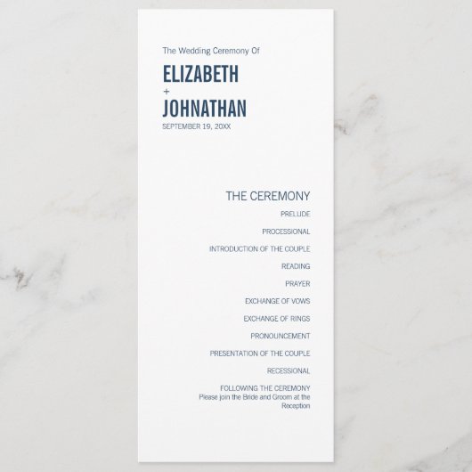Eenvoudige Typografie Weddenschap Programmakaart (Voorkant)