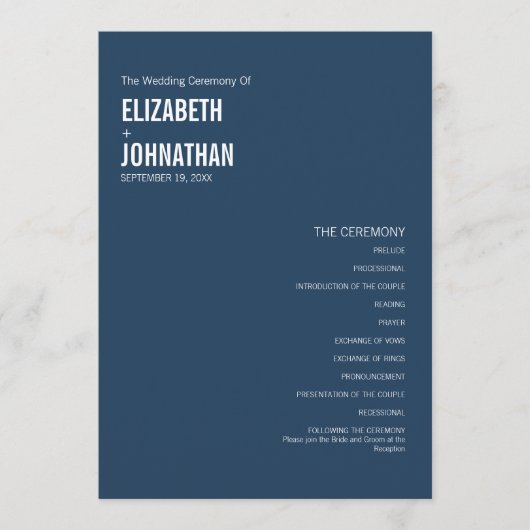 Eenvoudige Typografie Weddenschap Programmakaart (Voorkant)