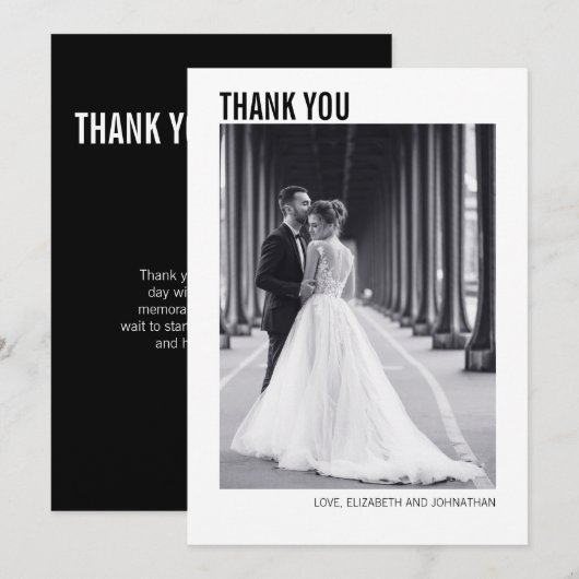 Eenvoudige Typografie Weduwfoto Hartelijk dank Bedankkaart (Voorkant / Achterkant)