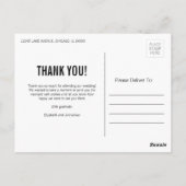 Eenvoudige Typografie Weduwfoto Hartelijk dank Briefkaart (Achterkant)