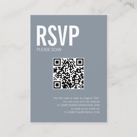 Eenvoudige Typografie Weduwwebsite QR Code RSVP Informatiekaartje (Voorkant)