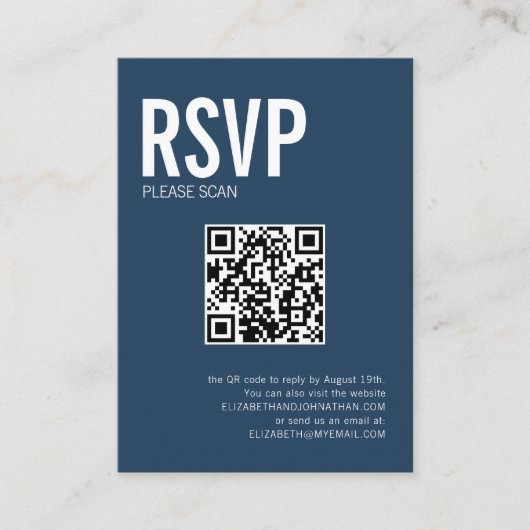Eenvoudige Typografie Weduwwebsite QR Code RSVP Informatiekaartje (Voorkant)
