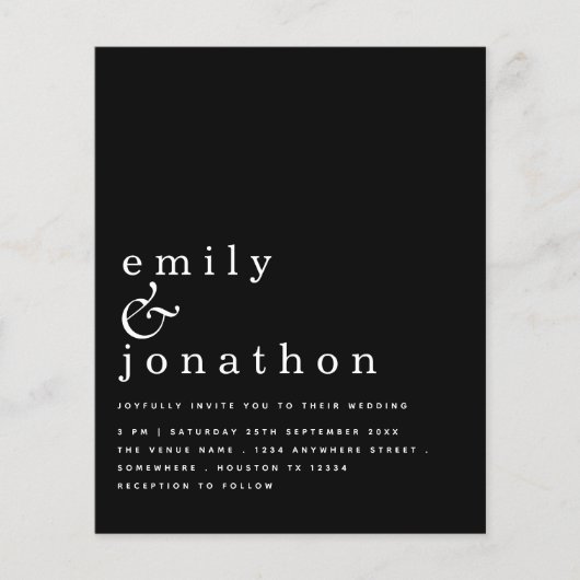 Eenvoudige Typografie White Black Wedding (Voorkant)