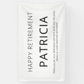 Eenvoudige Typografie Zwart Wit Happy Retirement Spandoek (Verticaal)
