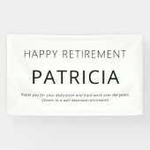Eenvoudige Typografie Zwart Wit Happy Retirement Spandoek (Horizontaal)
