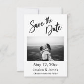 Eenvoudige Typografie zwart-wit met foto Save The Date (Voorkant)