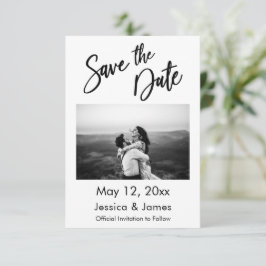 Eenvoudige Typografie zwart-wit met foto Save The Date