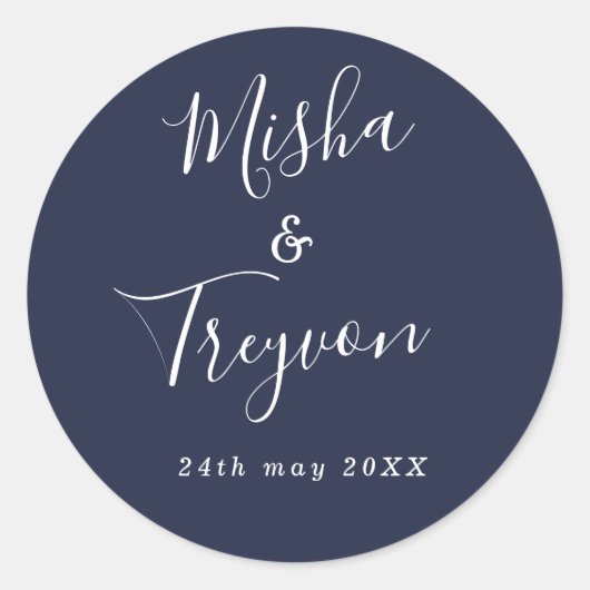 Eenvoudige Typografisch bruiloft voor zeehonden Ronde Sticker (Voorkant)