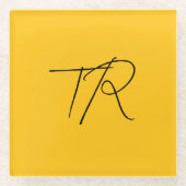 Eenvoudige typografische aangepaste initialen mini glazen onderzetter (Voorkant)