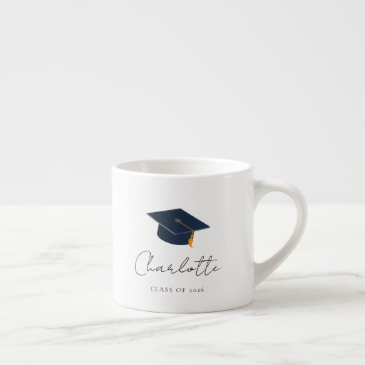 Eenvoudige Typografische Afstudeer Viering Espresso Kop (Rechts)