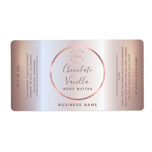 Eenvoudige typografische cirkel roos goud lijst lo etiket (Voorkant)