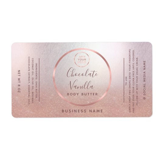 Eenvoudige typografische cirkel roos goud lijst lo etiket (Voorkant)