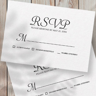 Eenvoudige Typografische Memorial Reply RSVP Kaartje