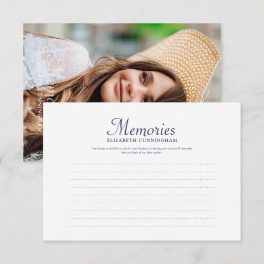 Eenvoudige Typografische Memories Aangepaste foto  RSVP Kaartje (Voorkant / Achterkant)