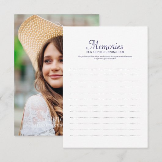 Eenvoudige Typografische Memories Aangepaste foto  RSVP Kaartje (Voorkant / Achterkant)