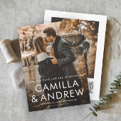Eenvoudige Typografische QR code 2 Foto Bruiloft Save The Date