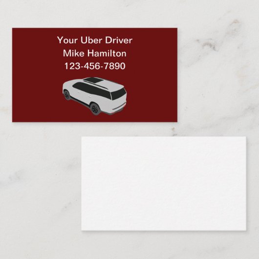 Eenvoudige Uber Driver Ride Hailing Visitekaartjes (Voorkant / Achterkant)