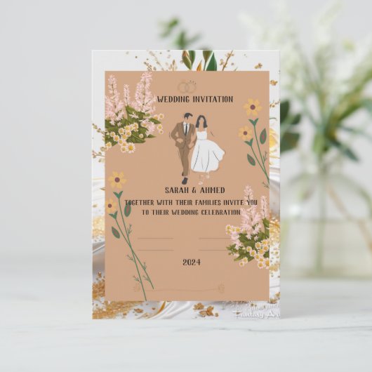 Eenvoudige uitnodiging : 12,7 cm x 17,8 cm, pap (Staand voorkant)