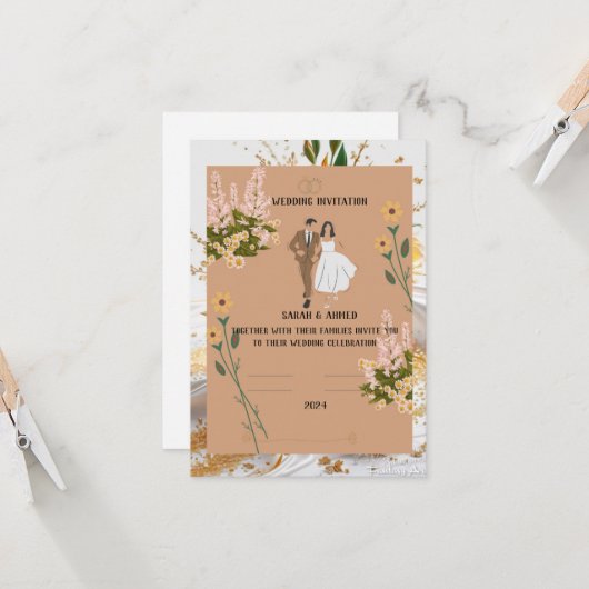 Eenvoudige uitnodiging : 12,7 cm x 17,8 cm, pap (Voorkant / Achterkant in situ)