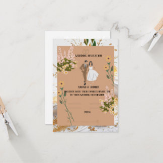 Eenvoudige uitnodiging : 12,7 cm x 17,8 cm, pap