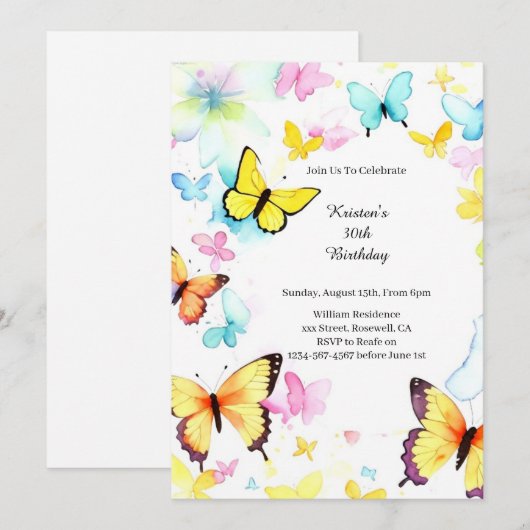 Eenvoudige uitnodiging op zaterdag (Voorkant / Achterkant)