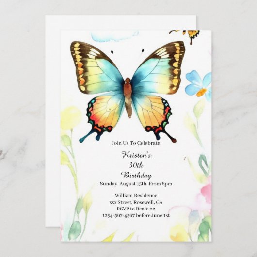 Eenvoudige uitnodiging op zaterdag (Voorkant / Achterkant)