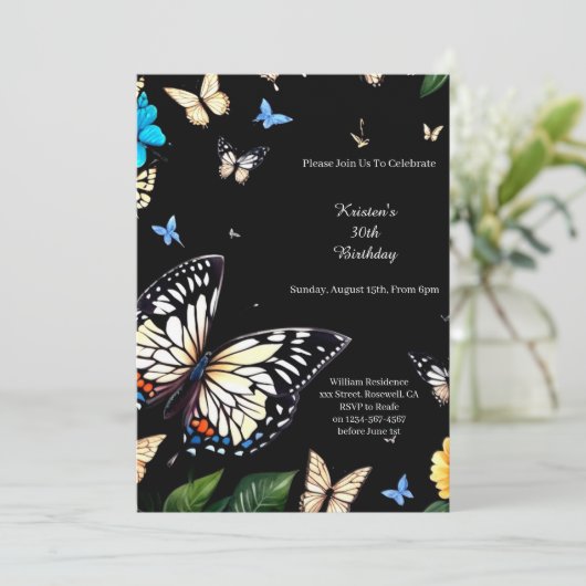 Eenvoudige uitnodiging op zaterdag (Staand voorkant)