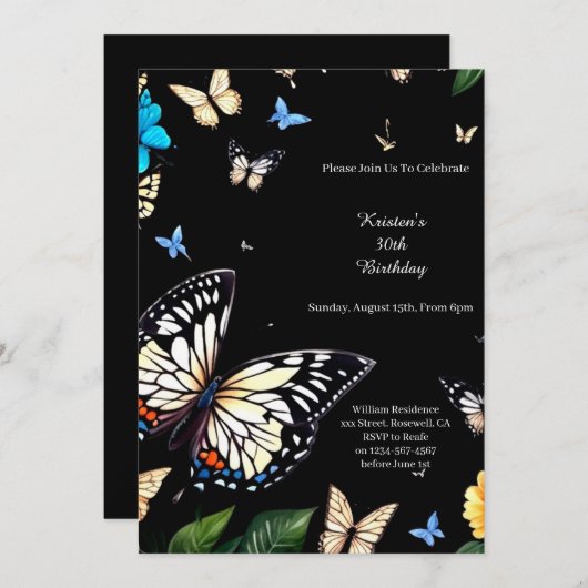 Eenvoudige uitnodiging op zaterdag (Voorkant / Achterkant)