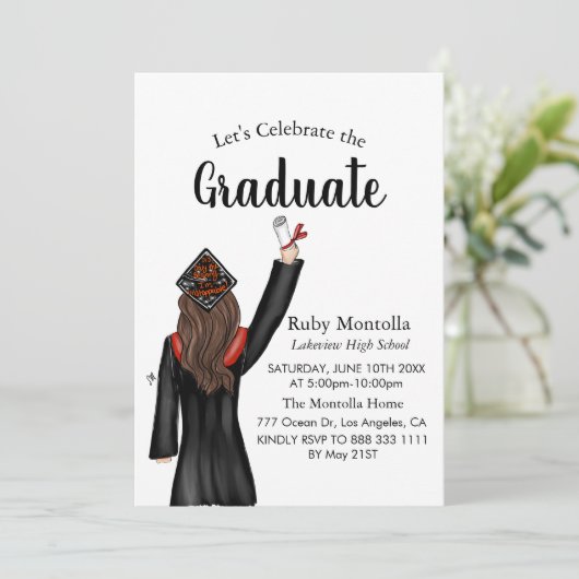 Eenvoudige uitnodiging tot Afstuderen Afstuderen i (Staand voorkant)