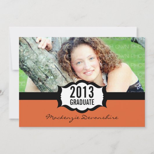 Eenvoudige uitnodiging tot Afstuderen, Oranje (Voorkant)
