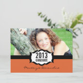 Eenvoudige uitnodiging tot Afstuderen, Oranje (Staand voorkant)