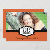 Eenvoudige uitnodiging tot Afstuderen, Oranje (Voorkant / Achterkant)