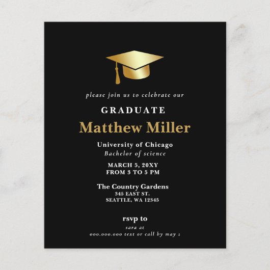 Eenvoudige uitnodiging tot Afstuderen voor budgetb (Voorkant)