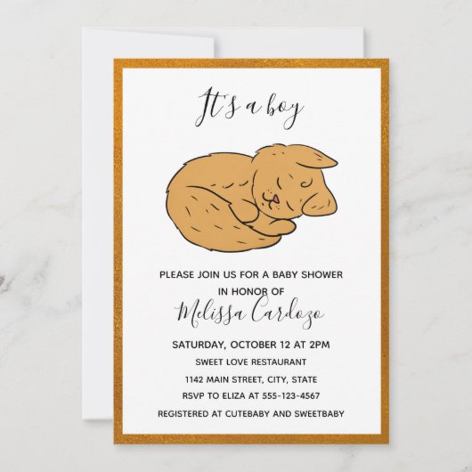 Eenvoudige uitnodiging tot Baby shower van dierlij (Voorkant)