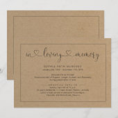 Eenvoudige uitnodiging tot begrafeniskennisgeving  (Voorkant / Achterkant)