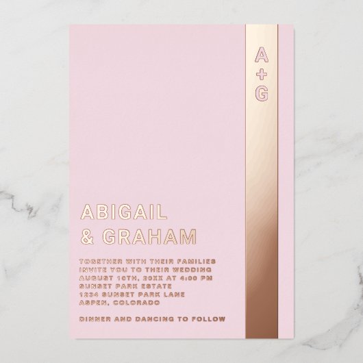 Eenvoudige uitnodiging tot Folie van Monogram brui (Voorkant)