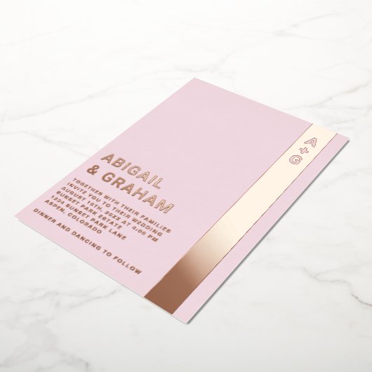 Eenvoudige uitnodiging tot Folie van Monogram brui (Gedraaid)