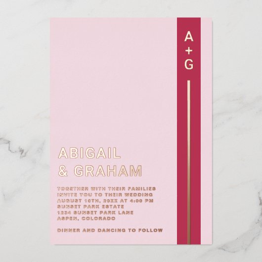 Eenvoudige uitnodiging tot Folie voor moderne wedd (Voorkant)