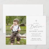 Eenvoudige uitnodiging tot foto van Elegant Boy Ba (Voorkant / Achterkant)