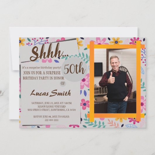 Eenvoudige uitnodiging tot foto van Surprise Birth (Voorkant)