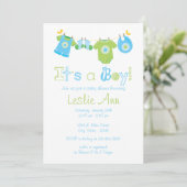 Eenvoudige uitnodiging tot het Baby shower van Clo (Staand voorkant)