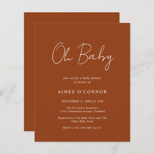 Eenvoudige uitnodiging tot het indienen van Baby s (Voorkant / Achterkant)