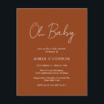 Eenvoudige uitnodiging tot het indienen van Baby s<br><div class="desc">Moderne pompoengekleurde budgetuitnodiging met een eenvoudig ontwerp met "Oh Baby" in een roestachtige stijl script-typografie. Deze elegante genderneutrale uitnodiging met een minimalistische lay-out is geweldig voor een herfst/Halloween baby shower,  of je nu een jongen of een meisje hebt.</div>